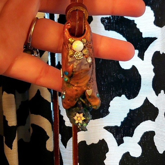 OPAL AMETHYST TITANIUM DRUZY AMULET CRYSTAL LEATHER NECKLACE HANDMADE☆OOAK BOHO - Picture 14 of 17